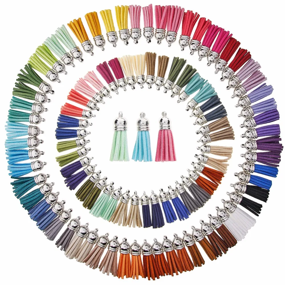 100Pieces/set 50Colors 40mm Silver Cap Leather Tassel Pendants Faux Suede Tassel for Key Chain Straps DIY Accessories #247377 100Pieces/set 50Colors 40mm Silver Cap Leather Tassel Pendants Faux Suede Tassel for Key Chain Straps DIY Accessories #247377