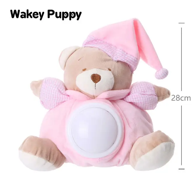 Рост Щенок Прекрасный розовый и синий электрические мирной музыки Соски мишки куклы для новорожденного ребенка спать игрушки для ребенка - Цвет: Pink