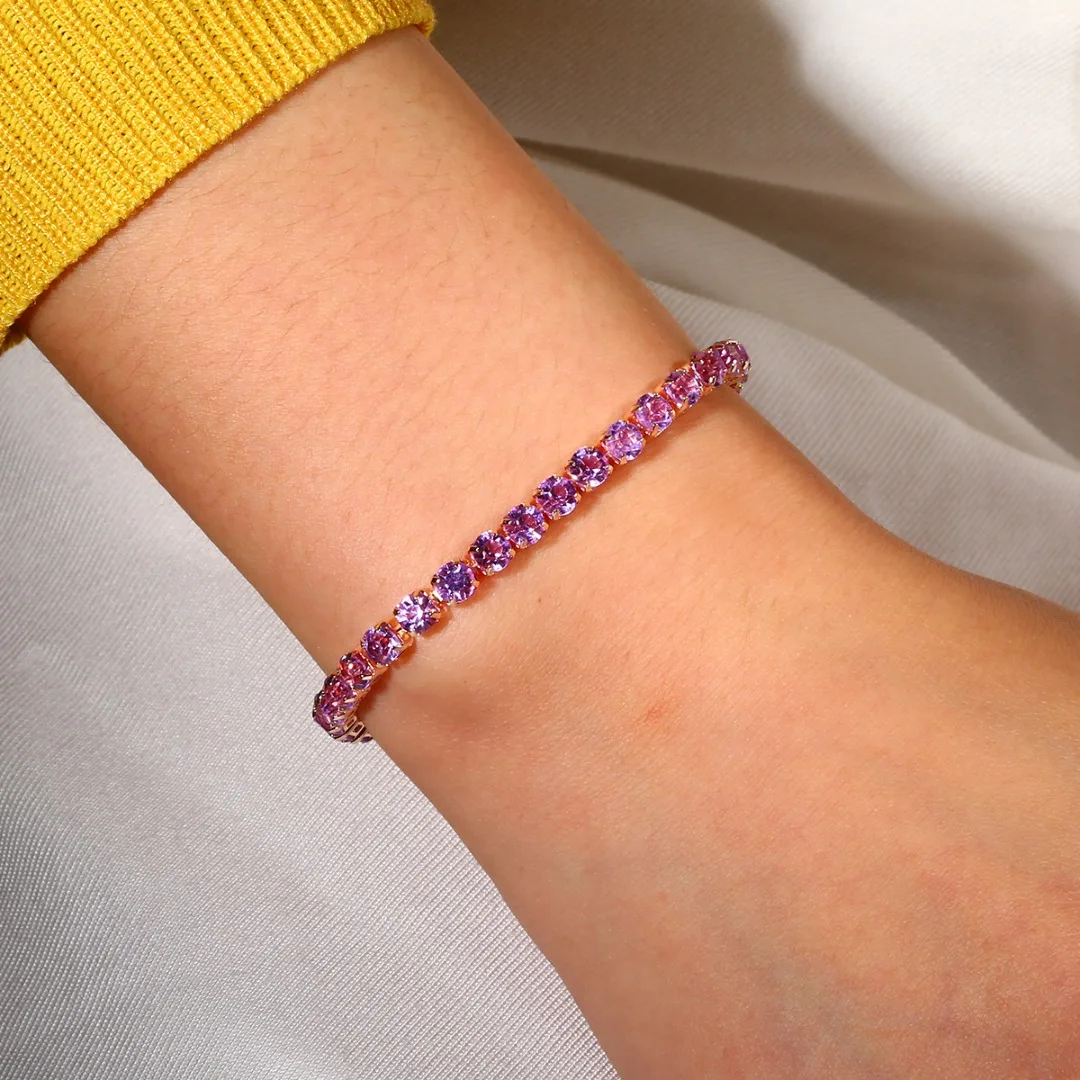 New Fashion Tennis Bracelet For Women Multicolor Cubic Zirconia Charm Bracelets & Bangles Femme Wedding Jewelry Crystal Bracelet