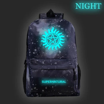 

New Luminous Supernatural 4N Book Bag School Backpack Men Anime Customize Logo Teenage Fashion Laptop Canvas Mochila Mujer