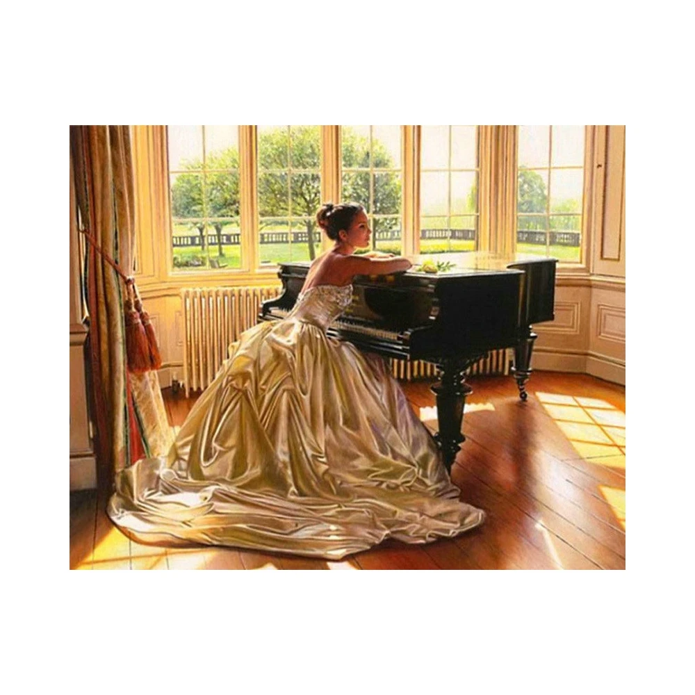 

Diamond Embroidery Playing piano girl Diamond Painting Cross Stitch Suite 5D DIY Full square, round Mosaic Decoration BV673