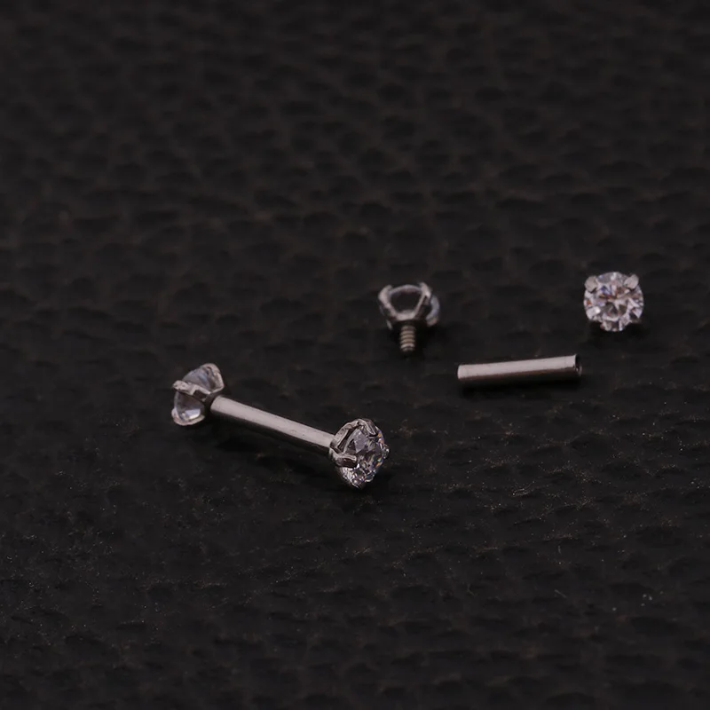 Feelgood 16G Cz с внутренней резьбой Кольцо для бровей губ носа подковы перегородки