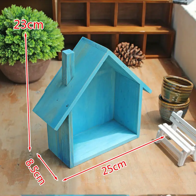 

Wooden House Shelving Display Unit Shelf Wall Hanging Box Storage Craft