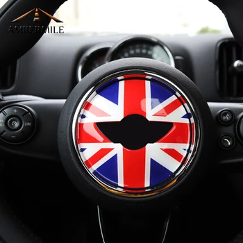 

AMBERMILE Car Steering Wheel Center Stickers Covers Interior Decorations for MINI Cooper JCW F55 F56 F60 Accessories Car Styling