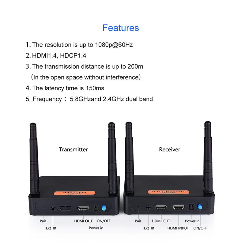 Новый горячий 5 8 GHz/2 GHz HDMI удлинитель Full HD 1080P 60Hz беспроводной аудио видео