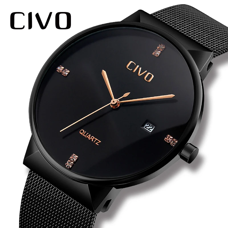 

CIVO Men Watch Top Brand Luxury Simple Design Watches Men Relogio Masculino Waterproof Analogue Quartz Wrist Watch For Men Clock