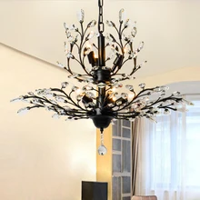 Американский Винтаж K9 Хрустальный цветок люстра лампа для Дома Деко Гостиная Ретро железная E14 лампа люстра светильник