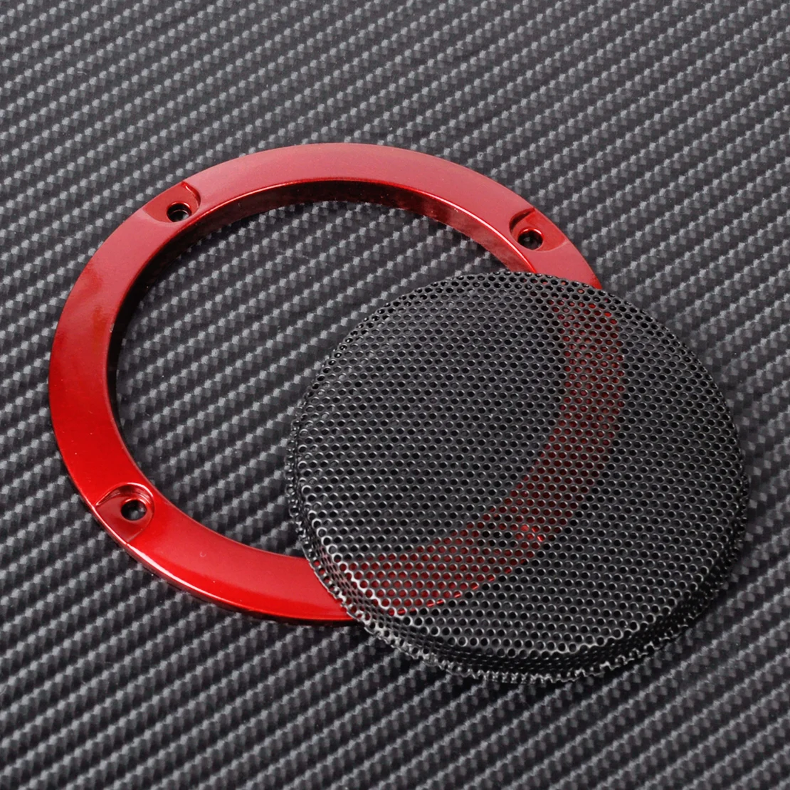 DWCX 2 шт. DIY ABS красный " динамик Декор защита круг крышка w/черная металлическая защитная решетка сетка для универсальных транспортных средств