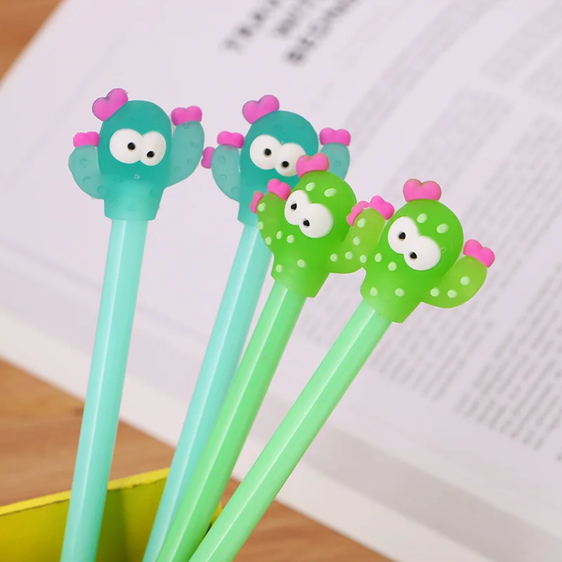 

100 Pcs Creative Simulation Cactus Neutral Pen Lovely Cartoon Learning Stationery Black Needle Office Water-based Signature Pen