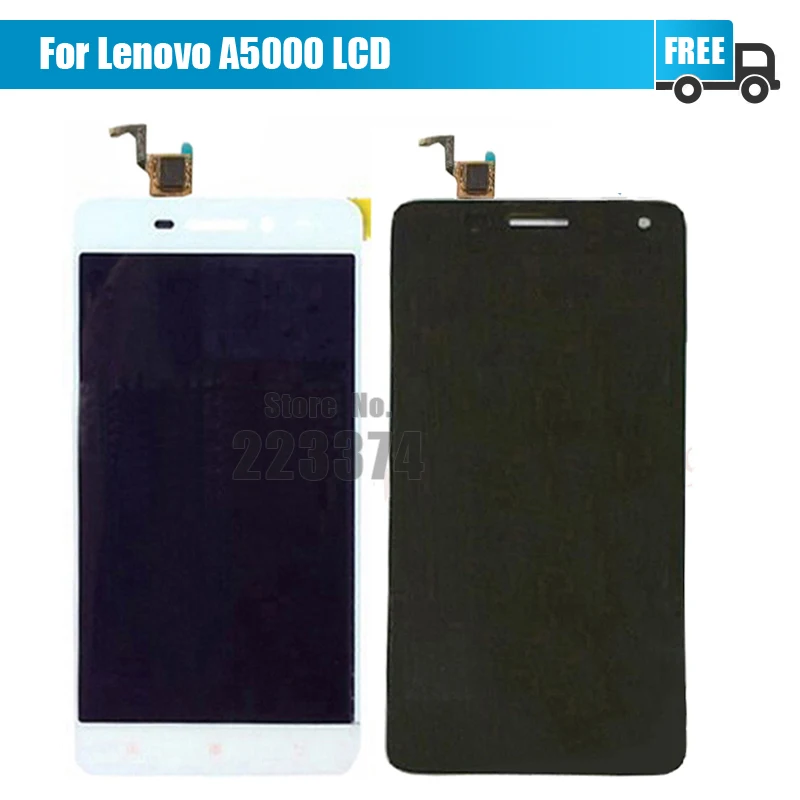 Для lenovo a5000 жк-дисплей + сенсорный экран digitizer ассамблея черный белый бесплатный |