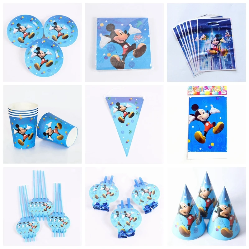 

83Pcs Kids Boys Baby Mickey Mouse Cartoon Birthday Decorative Party Event Supplies Favor Items For Children 10 People