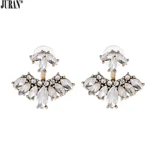 JURAN, винтажные золотистые серьги с кристаллами для женщин, 2 цвета, эффектные ушные куртки, Кристальные милые серьги-гвоздики, Brincos, модные украшения