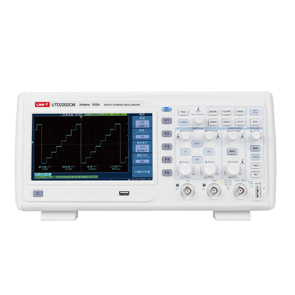

UNI-T UTD2202CM Dual Channel Digital Storage Oscilloscope 200MHz Bandwidth 1GS/s Sample Rate 7"Color Screen Digital Oscilloscope