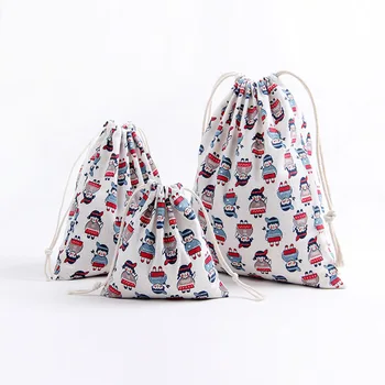 

YILE 1pc Handmade Cotton Cotton Linen Drawstring Party Gift Bag Multi-purpose Pouch Print Boy Girl 8129i