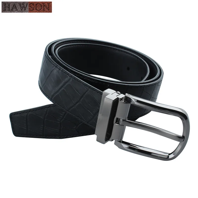 

Top Quality First Head Leather Male Belt Embossing Crocodile Pattern with Pin Buckle Men's Belts on Sale Best Gift For Business