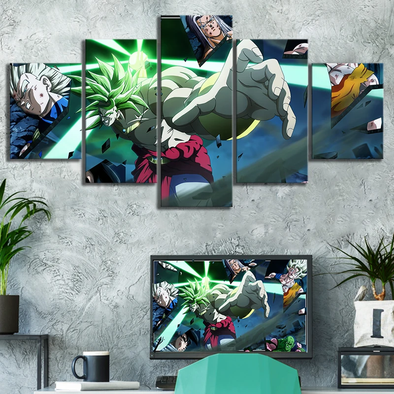 

5 Piece Animation Art Super Saiyan Broli Dragon Ball Poster Canvas Art Wall Paintings for Home Decor
