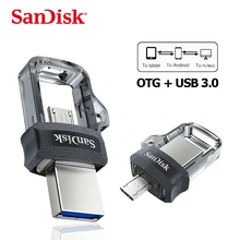 Sandisk Флэшка OTG Micro Usb 32 Гб U диск двойной 16 ГБ USB флеш-накопитель 128 ГБ USB 3,1 64 Гб Высокое качество карта памяти