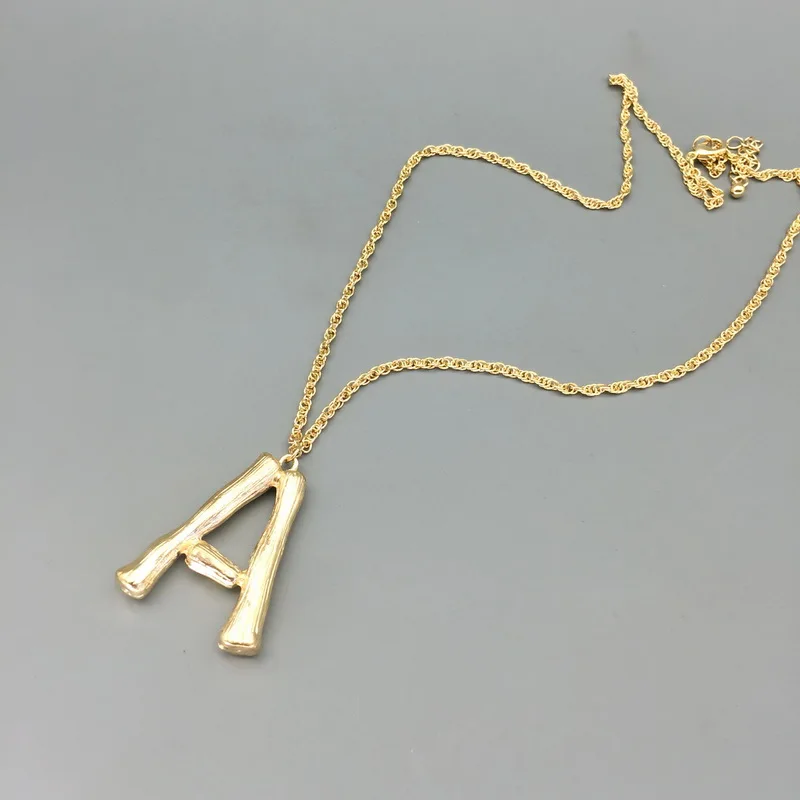 F. J4Z горячая Распродажа большое Bambu ожерелье с буквами кулоны для женщин Золотой A-Z 26 начальный воротник ювелирные изделия Алфавит ожерелье Bijoux