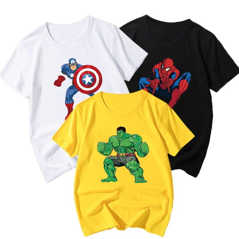 

Avenger Iron Spider Man Printed Children Summer Short Sleeve T-shirt 2019 NEW Streetwear kids T shirts