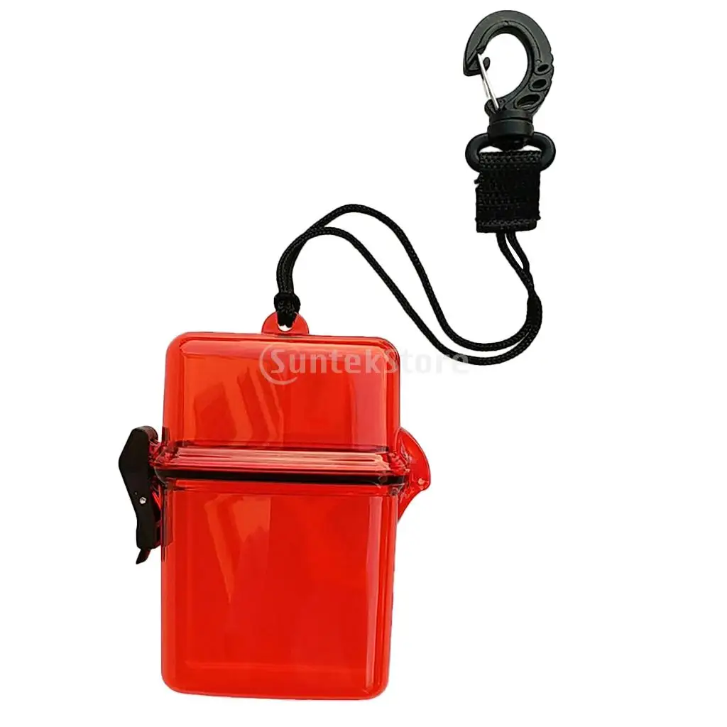 Scuba Diving Kayaking Waterproof Dry Box Gear Accessories Container Case & Rope, Clip for Money, ID Cards, License, Keys