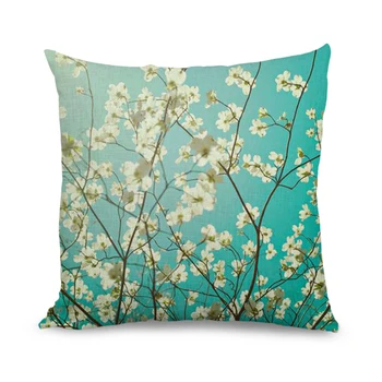 

18x18 inch Custom Printing Cushion Cover Flower Design Cotton Pillow Cases with Zipper for Gift