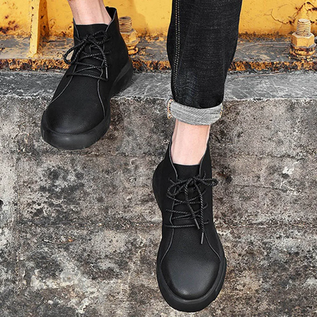 

Autumn Winter Men Boots Big Size 37-47 England Boots Men Shoes Casual Simple Style High-Cut Wearable Warm Hombre