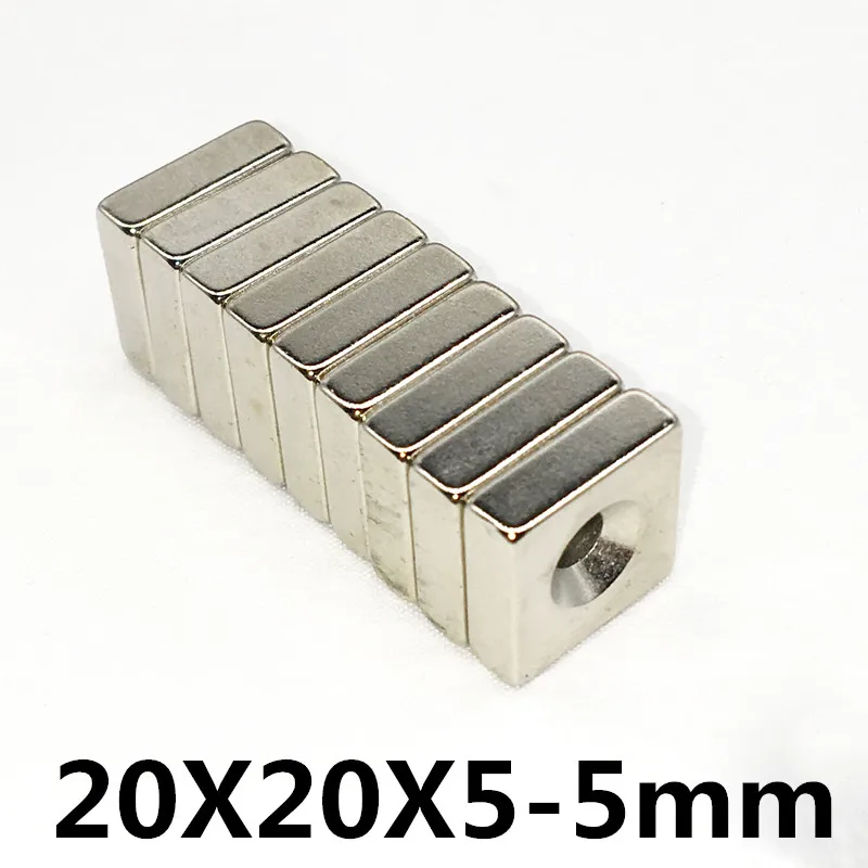 

3pcs 20x20x5 mm hole 5mm N35 Strong Square NdFeB Magnet 20*20*5 mm hole 5mm Neodymium Magnets 20mm x 20mm x 5mm