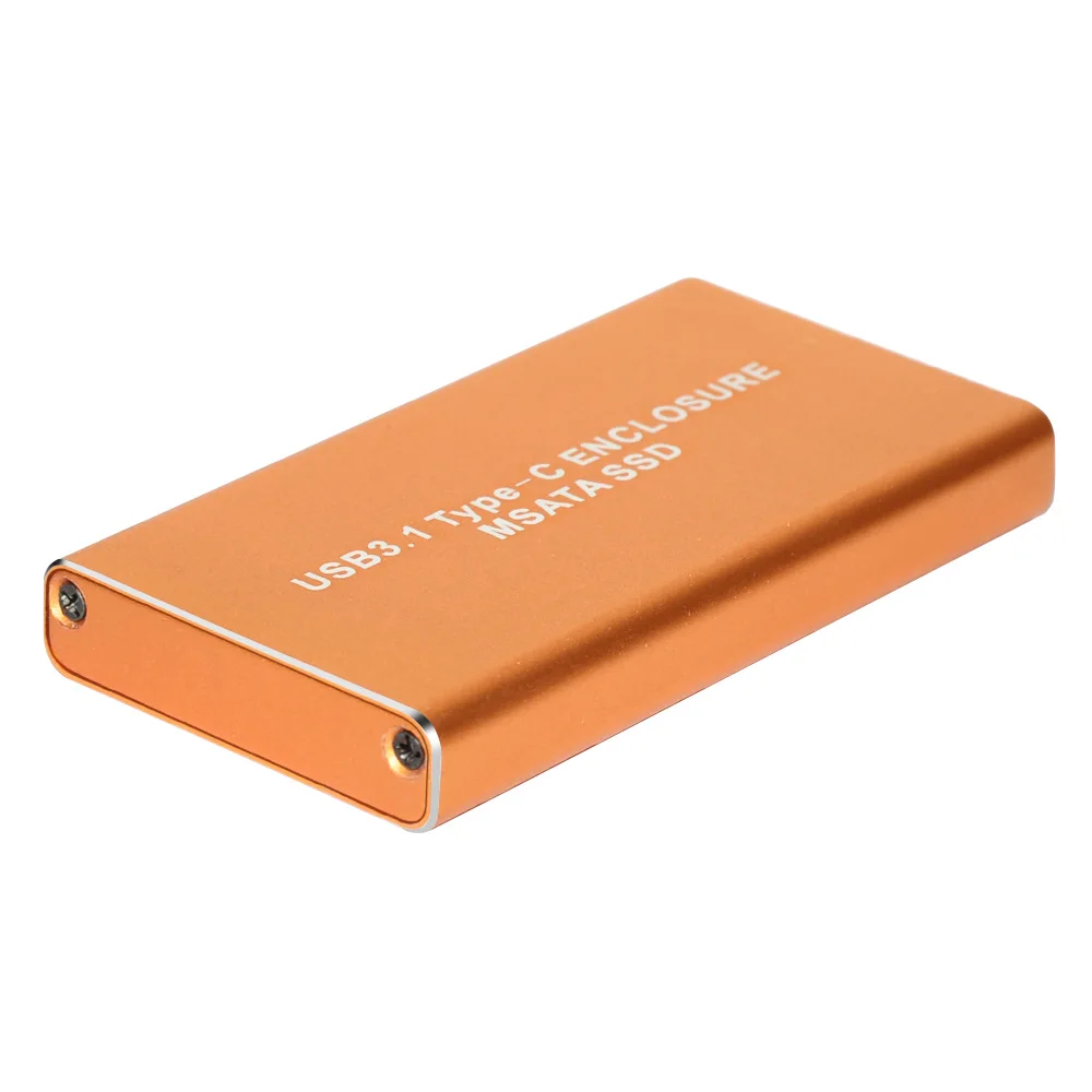 New Aluminum Alloy External SSD Caddy USB3.1 Type-C to 50mm mSATA SSD External Enclosure