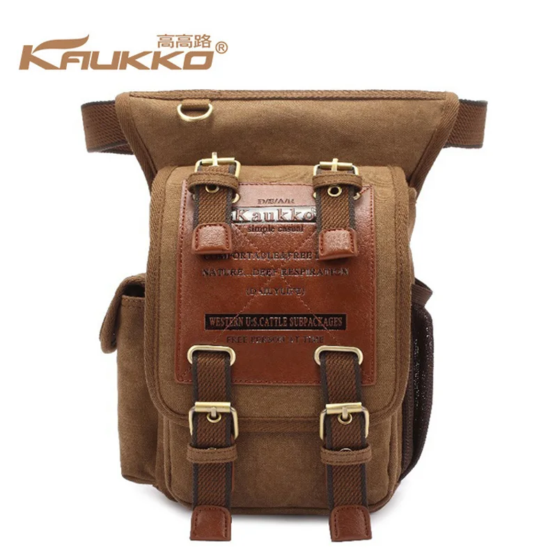 

KAUKKO Mult-Functional Bags Drop Leg Motorcycle Waist Shoulder Bag Leisure Zipper hasp Pack Saddle Bags Canvas Crossbody Bags