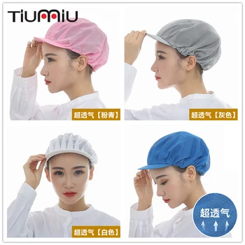 

10pcs/lot Unisex Elastic Mesh Caps Factory Workers Work Wear Hats Men Women Breathable Warehouse Food Service Workshop Wear Caps