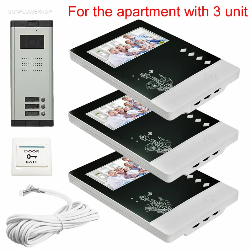 Aliexpress.com : Buy For 3 Apartments Intercom 4.3inch