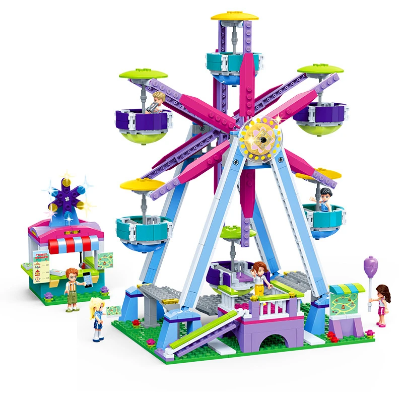 

GUDI 9615 701Pcs City Princess Girl Friends Park Ferris Wheel Building Blocks Brick Compatible Technic Playmobil Toys
