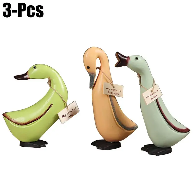 3PCS Table Ornament Fashionable Handmade Cute Wooden Duck Home Figure Ornament New Arrivalin