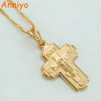 

Anniyo INRI Orthodox Cross Necklace Light Rose Gold Christianity Church Eternal Church Jewelry Russia/Ukraine/Belarus #042704