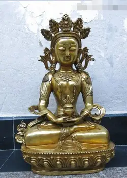 

18" China bronze gild copper beautiful Buddhism Amitayus Buddha Sculpture statue