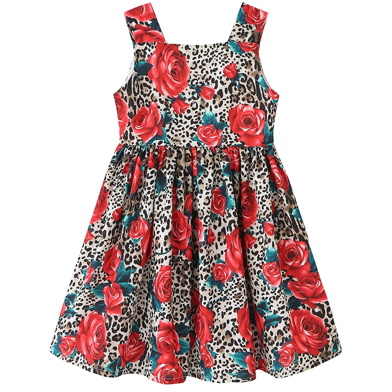 

Flower Girl Summer Dress Princess Sleeveless Costume Leopard Print Kids Dresses for Girls Clothes A-Line Vestidos Children Dress