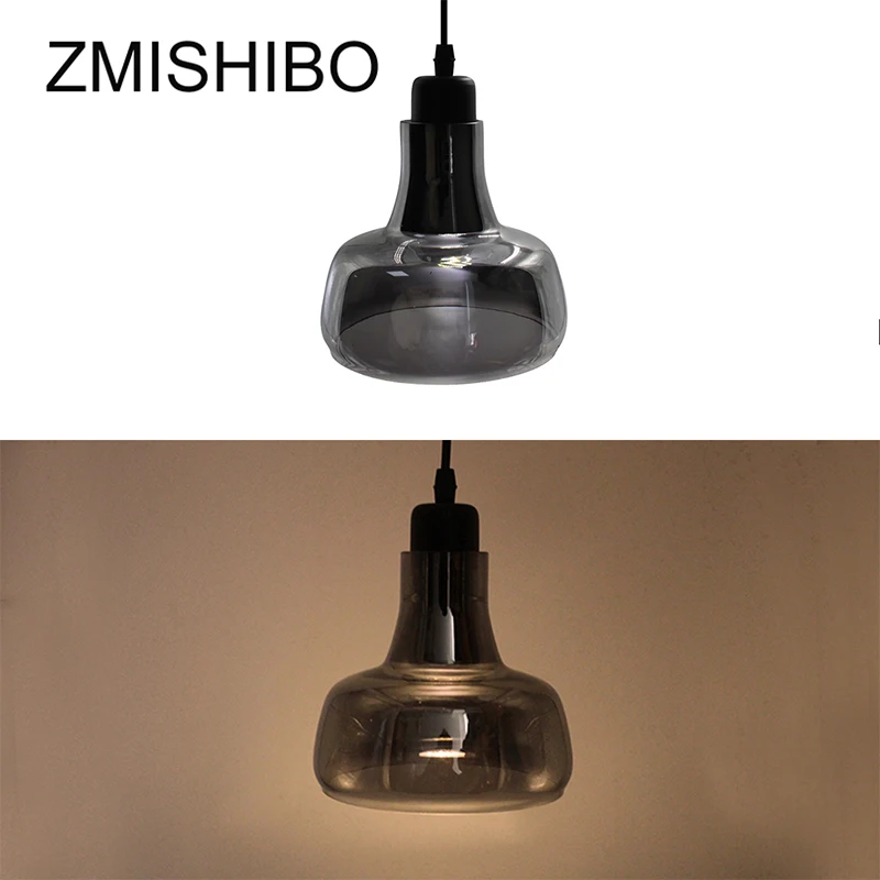  ZMISHIBO European Style Glass Pendant Lamp 100-240V E27 Socket Single Smoke Gray Ceiling Mounted Ba - 32840667223