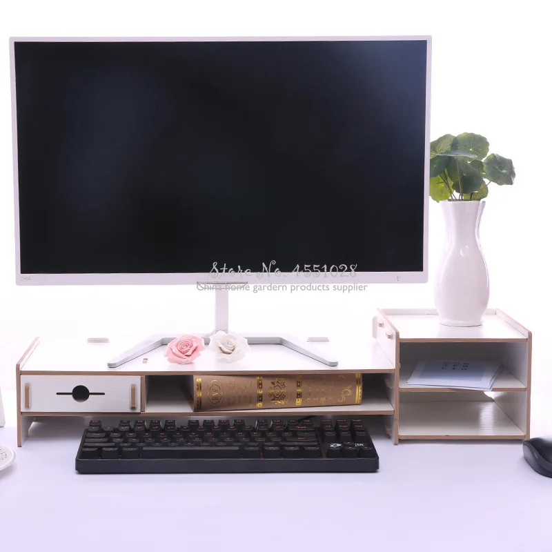 Desktop Tv Cabinet Computer Monitor Screen Increased Shelf Desk