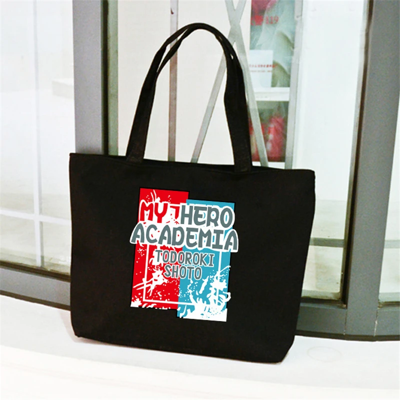 

My Hero Academia Cartoon Anime Canvas Hand Bag Students Cosplay Boku no Hero Academia Todoroki Shoto Shoulder Tote Bags