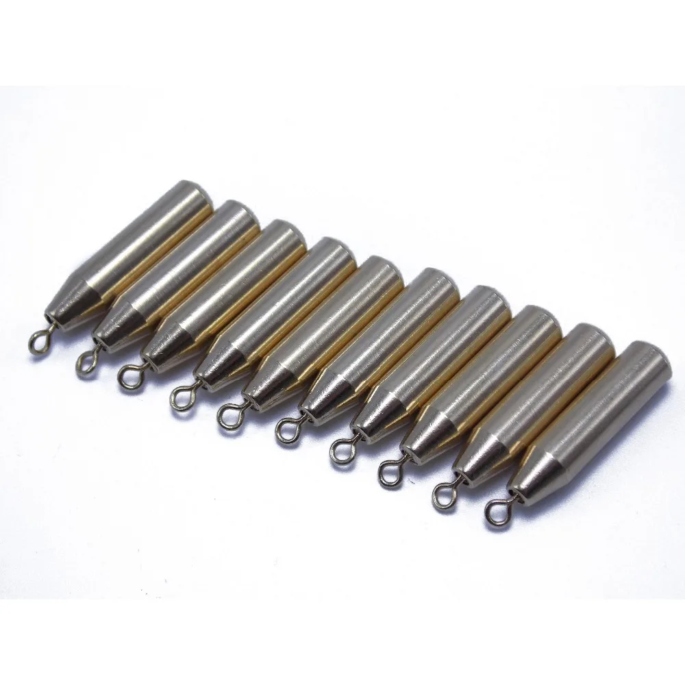 

CATCHSIF 10pcs short pencil weedless fishing weights with Round fixing line Rings
