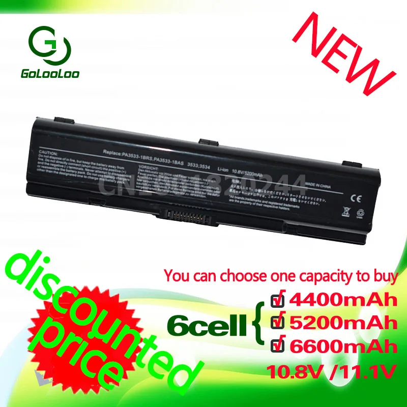 

Golooloo 11.1v 4400mAh laptop Battery For Toshiba PA3533U PA3533 PA3533U-1BRS PA3535U-1BAS PA3534U-1BAS PABAS098 PA3534U PA3534