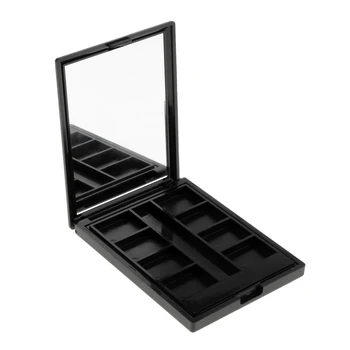 

8 Grids Black Cosmetic Empty Eyeshadow Lipstick Case Palette Powder Blusher Makeup Highlighters Container Mirror Makeup Tool