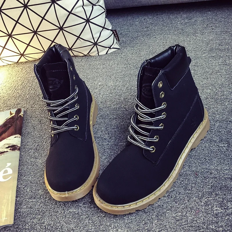 

2018 autumn new European and American front with round head comfortable student wild ladies boots black ljj 1121