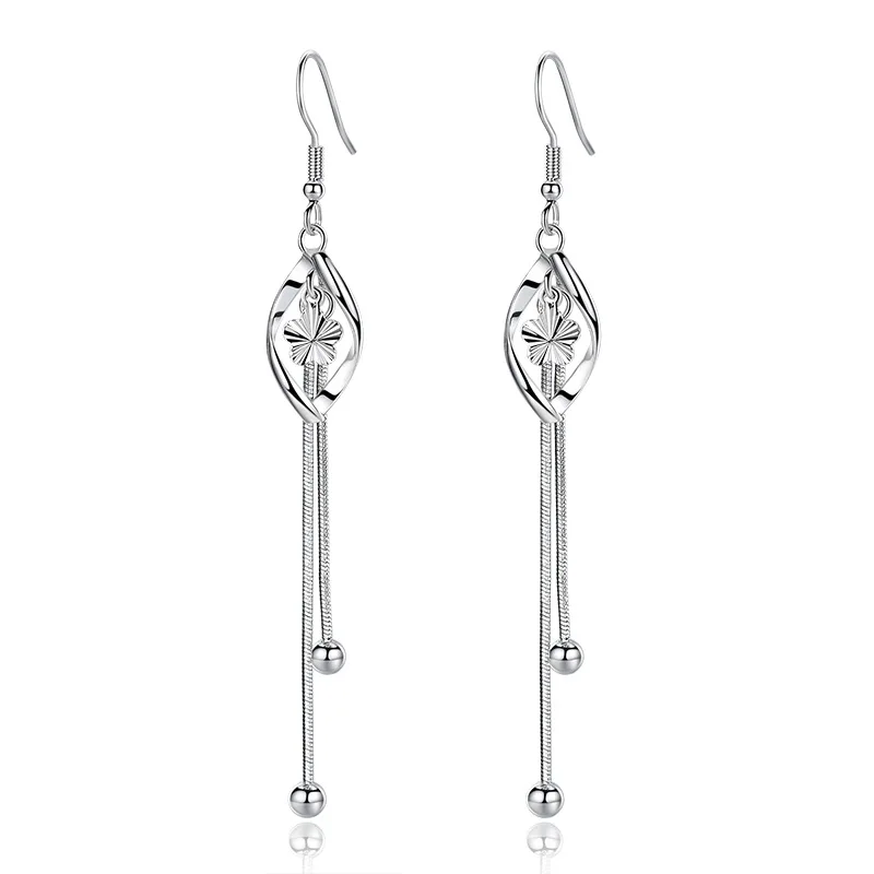 

925 Sterling Silver Fashion Plum Flower Drop Earrings for Women Jewelry Wedding Gifts New Hot Sale Wholesale Drop Shipping
