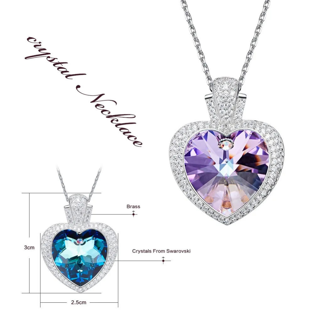 Cdyle украшенное кристаллом ожерелье с подвеской женское ожерелье s фиолетовое синее в форме сердца со стразами Новинка
