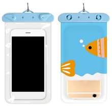 Summer Beach Sport Mobile Phone Printed Cartoon Waterproof Bag For Snorkeling Swimming Diving Rafting Transparent Underwater