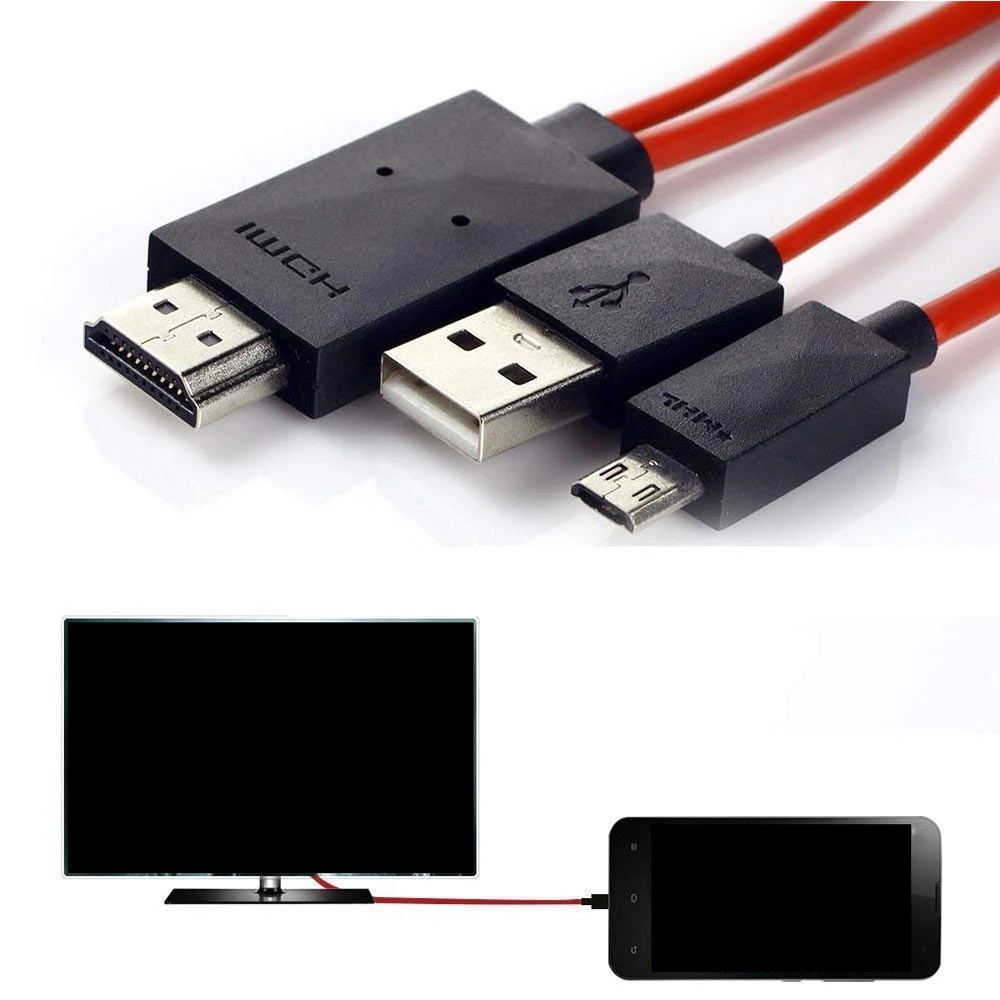 HD ТВ цифровой av-адаптер кабель 1080 p/720 P MHL зеркало литье USB мужчина к HDMI Мужской конвертер для samsung s4/s3/s5 смартфон