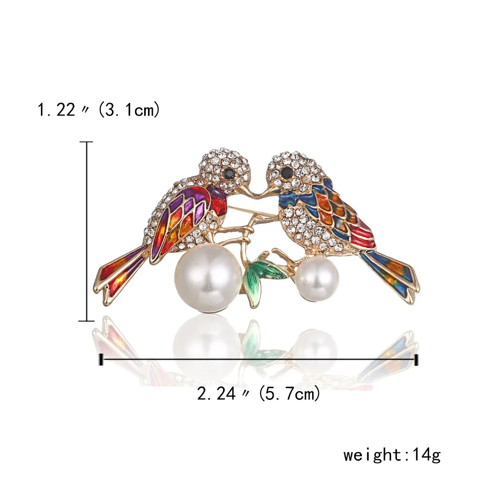 Классические Стразы, красочная брошь из эмали в виде птицы, игольский жемчуг, значки с животными, филиал, булавки для женщин и мужчин, свадебные костюмы, ювелирные изделия на застежке