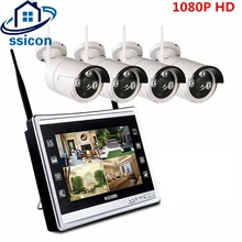 SSICON 2.0MP 1080P WiFi Беспроводной NVR комплект 4CH Открытый День Ночь безопасности Wifi камера система подключи и играй с 12,5 ''ЖК-экраном