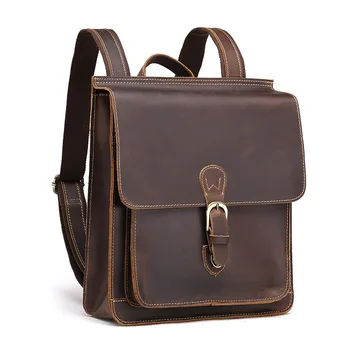 

Top Quality Crazy Horse Cowhide First Layer Knapsack Male Computer Bag School Bags Vintage Genuine Leather Women Men Backpack